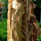 Kwan Yin Statue Buddhist Goddess of Compassion Carved Wood Sculpture Bali Art