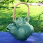 Frog Pottery Teapot tea pot Handmade Bali Art Ceramic tableware Celadon Green