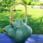 Frog Pottery Teapot tea pot Handmade Bali Art Ceramic tableware Celadon Green