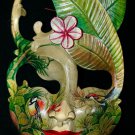 Balinese Goddess Mask Frangipani Garden Painted Carved Wood Bali Wall Art