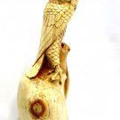 Owl Perching on Stump Statue handmade Wood Carving Sculpture Bali Art