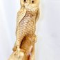 Owl Perching on Stump Statue handmade Wood Carving Sculpture Bali Art