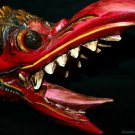 Balinese Garuda Eagle Mask Hand Carved Polychrome wood Bali Wall Art Red