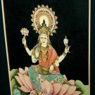 Lotus Lakshmi Goddess Miniature Painting Balinese Art Carved frame Bali 15"