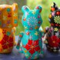 Shelf Sitter Ornament Frog Elephant Cat set 3 Carved Painted Wood Bali Folk art
