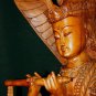 Lord Krishna Statue Flute and Cobra Balinese Wood Carving Sculpture Bali Art