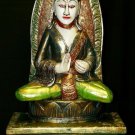 Balinese Meditating Buddha Sculpture Statue hand carved painted wood Bali ART