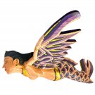 Bali Winged Flying Mermaid Mobile Spiritchaser Carved wood Balinese art Plum 15"