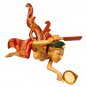 Winged Dewi Sri Moon Goddess Mobile Cradle Guardian Carved Wood Bali Art red 16"