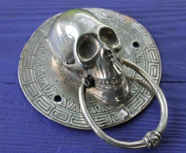 Gothic Skull Door knocker Pull Handle Skeleton Bronze lost wax Cast Bali Art