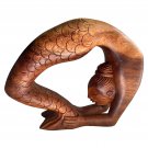 Yoga Mermaid Statue Yoga Pose Asana Wood carving handmade Balinese Art sculpture