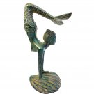 Mermaid Siren Statue Bronze Art Nouveau Sculpture Green Verdigris Metal Handmade