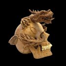Skull Replica Sculpture Dragon Naga Hand CARVED Art Bali Wood Carving Art