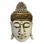 White Buddha Mask Carved Wooden Balinese Eclectic Wall Decor