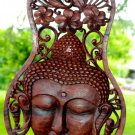 Buddha Wall Panel Plaque Hand carved Wood Sculpture Balinese art Boho Decor