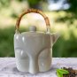 Wise Buddha Eyes Teapot Tea Pot Handmade Ceramic White Glazed Pottery Bali Art