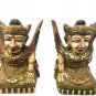 Winged Dewi Sri Goddess Balinese Temple Guardian Statue set Carved Wood Bali Art