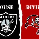 Las Vegas Raiders and Tampa Bay Buccaneers Divided Flag 3x5ft Las Vegas Raiders and Tampa Bay Buccaneers Divided Flag 3x5ft