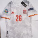 Pedri #26 Spain 20/21 Euro Match Slim White Away Soccer Jersey 2020-2021