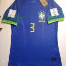 Thiago Silva Brazil 2022 World Cup Qatar Match Slim Fit Blue Away Soccer Jersey