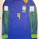 Richarlison #9 Brazil 2022 World Cup Qatar Match Away Long Sleeve Soccer Jersey