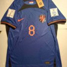 Cody Gakpo Netherlands 2022 World Cup Qatar Match Slim Blue Away Soccer Jersey