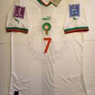 Hakim Ziyech #7 Morocco 2022 World Cup Qatar Match Slim White Away Soccer Jersey