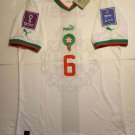 Romain Saiss #6 Morocco 2022 World Cup Qatar Match Slim White Away Soccer Jersey