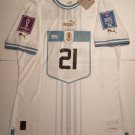 Edinson Cavani Uruguay 2022 World Cup Qatar Match Slim White Away Soccer Jersey