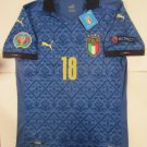 Nicolo Barella #18 Italy 20/21 Euro Match Slim Blue Home Soccer Jersey 2020-2021
