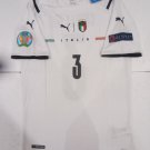 Giorgio Chiellini Italy 20/21 Euro Match Slim White Away Soccer Jersey 2020-2021