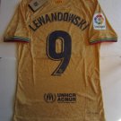 Robert Lewandowski Barcelona La Liga Match Gold Away Soccer Jersey 2022-2023