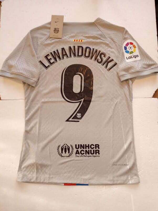 Robert Lewandowski Barcelona La Liga Match Gray Third Soccer Jersey 2022-2023