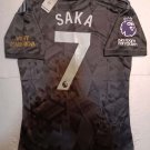 Bukayo Saka #7 Arsenal FC EPL Match Slim Fit Black Away Soccer Jersey 2022-2023