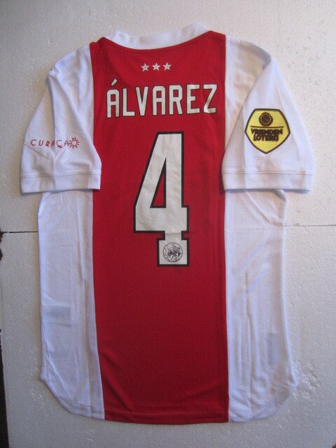 Edson Alvarez Ajax Amsterdam Match Slim White & Red Home Soccer Jersey 2021-2022