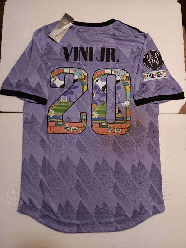 Vini Jr. #20 Real Madrid UCL Play Proud Match Slim Away Soccer Jersey 2022-2023