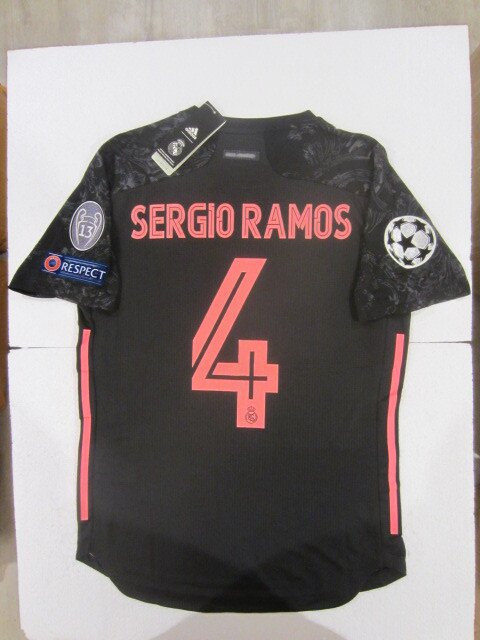 Sergio Ramos Real Madrid UCL Match Slim Black Third 3rd Soccer Jersey 2020-2021