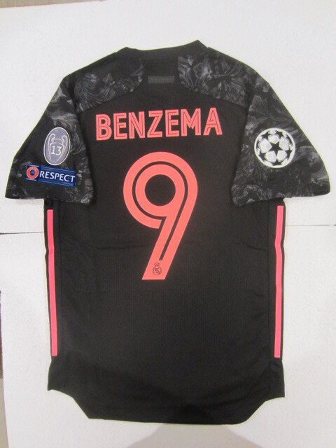 Karim Benzema Real Madrid UCL Match Slim Black Third 3rd Soccer Jersey 2020-2021