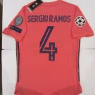 Sergio Ramos #4 Real Madrid UCL Match Slim Pink Away Soccer Jersey 2020-2021