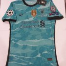 Mohamed Salah #11 Liverpool FC UCL Match Slim Teal Away Soccer Jersey 2020-2021