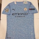 Kevin De Bruyne Manchester City UCL Match Slim Blue Home Soccer Jersey 2020-2021