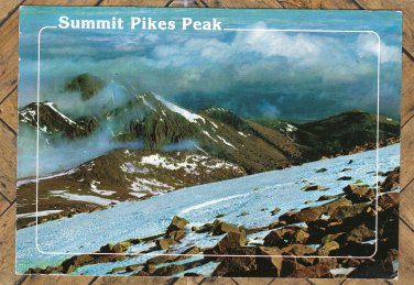 Pikes Peak Summit, Rocky Mountain, Colorado Postcard, Scenic View