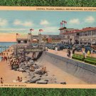 Galveston, Texas Vtg Linen Postcard Crystal Palace Sea Wall Gulf Of Mexico