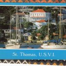 St. Thomas U.S.V.I. Postcard Virgin Islands Harbor With Boats Government Hill