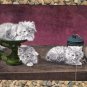 Three Kittens On Table Top Early Postcard Antique Fluffy Cats With String Grey Felines