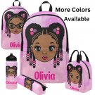 Personalized Black girl Backpack Set, Braided Hair girl school bags