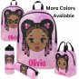 Personalized Black girl Backpack Set, Braided Hair girl school bags