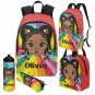 Personalized Black girl Backpack Set, Braided Hair girl school bags