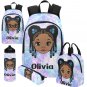 Personalized Black girl Backpack Set, Braided Hair girl school bags