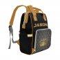 Personalized Black and Gold Diaper Bag with crown, Backpack, Multifunctional Diaper Backpack